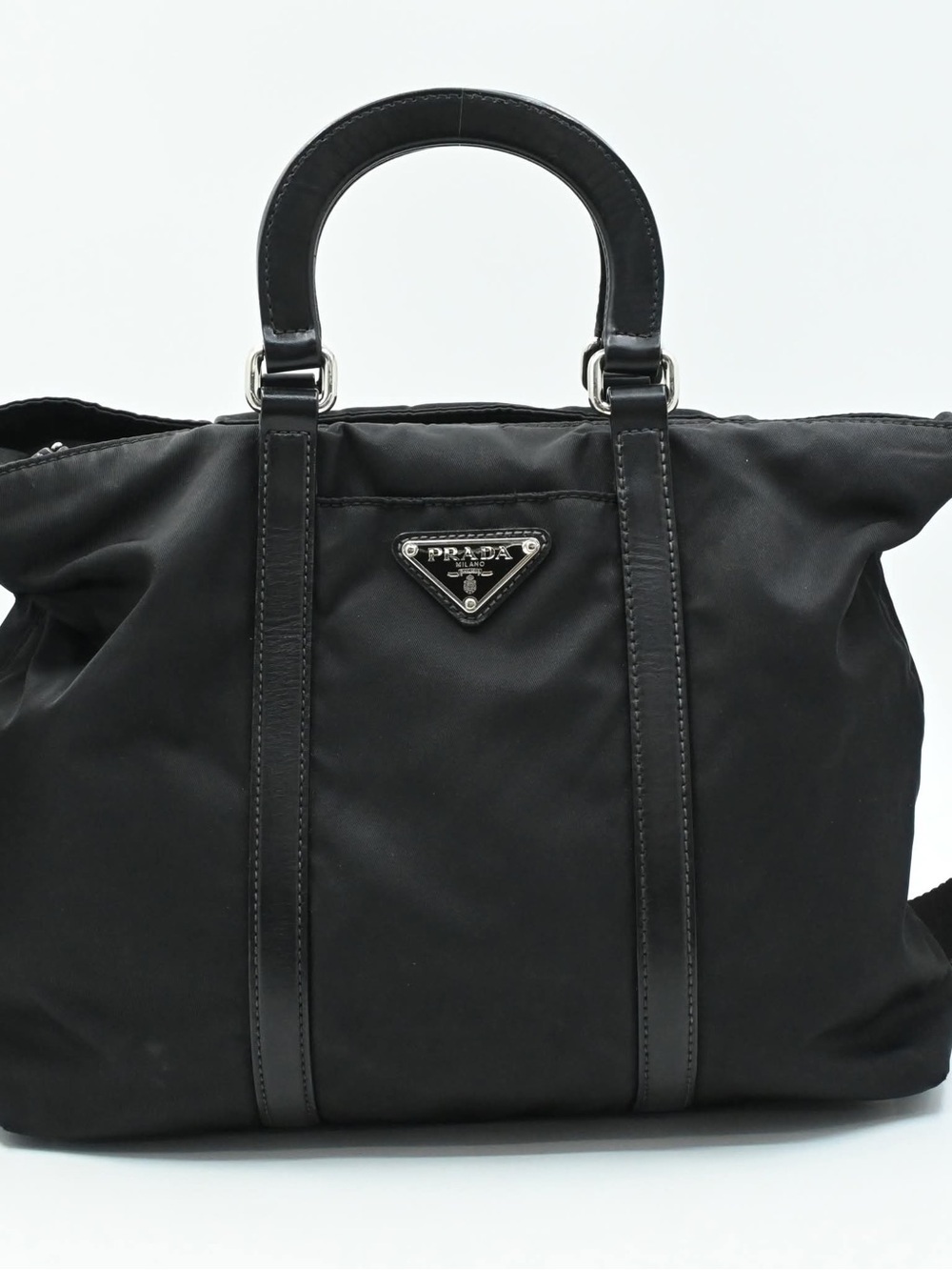 Prada Black Nylon Crossbody with Leather Trim